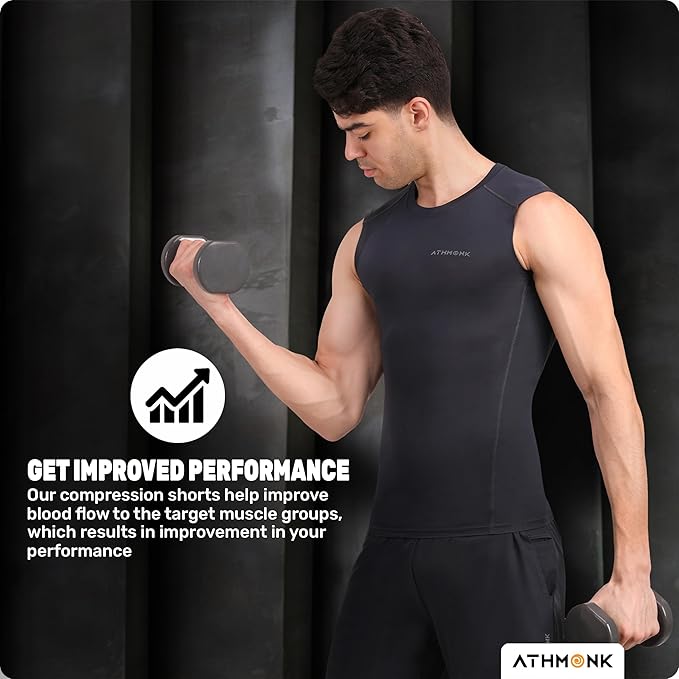 Athmonk Compression Vest Tank Body Shaper Without Sleeve for Men